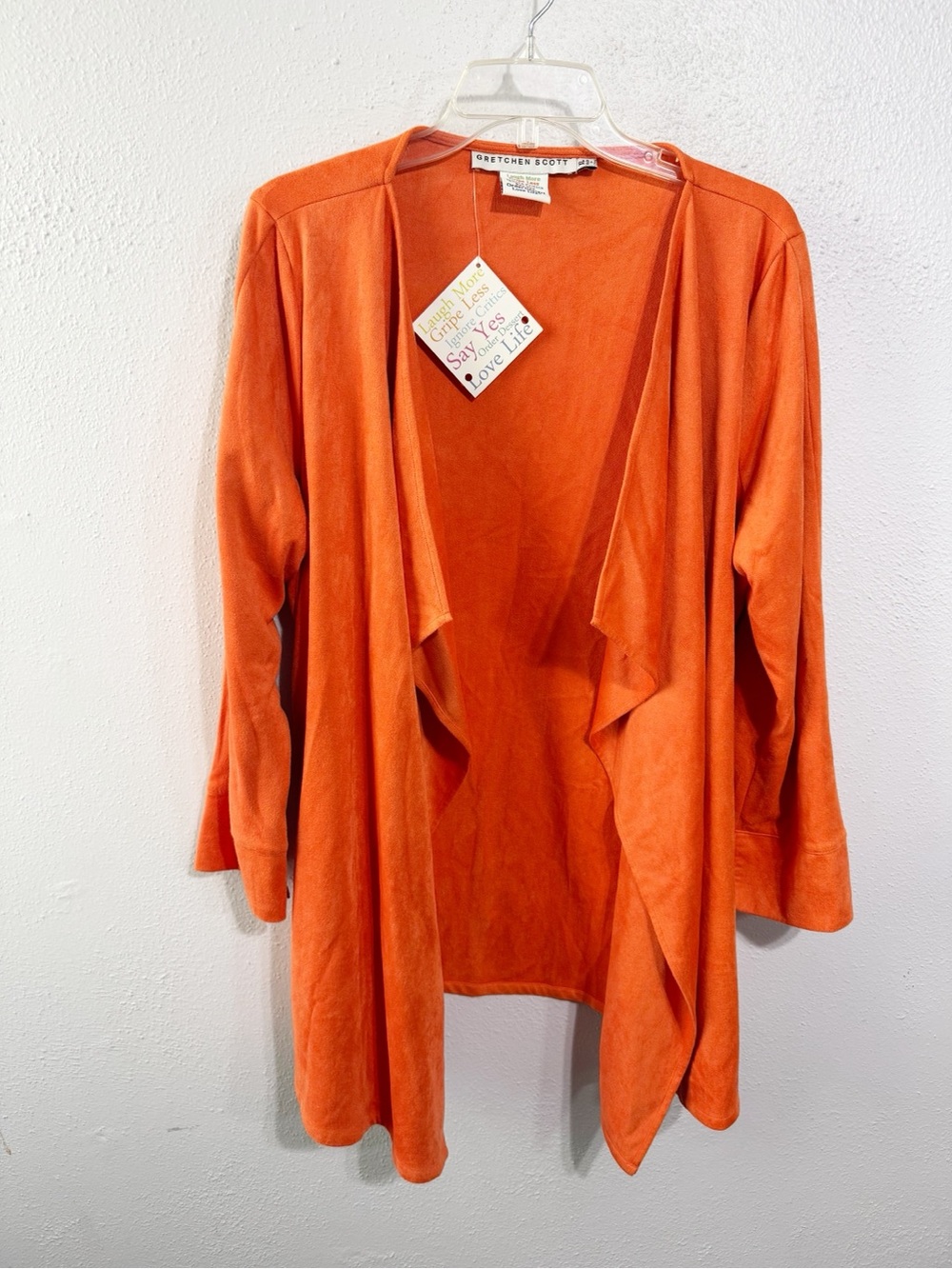 NWT Gretchen Scott Designs faux suede  Orange open front cardigan xl